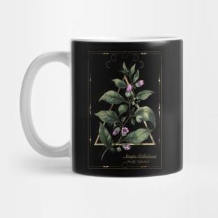 Belladonna. Witch herbs. Deadly nightshade. Mug